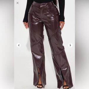 Women's Wine Faux Leather Pants